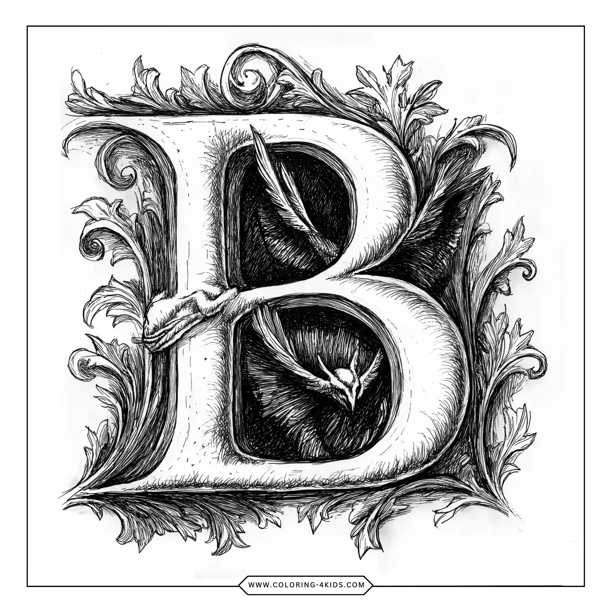 Letter B coloring page for kids