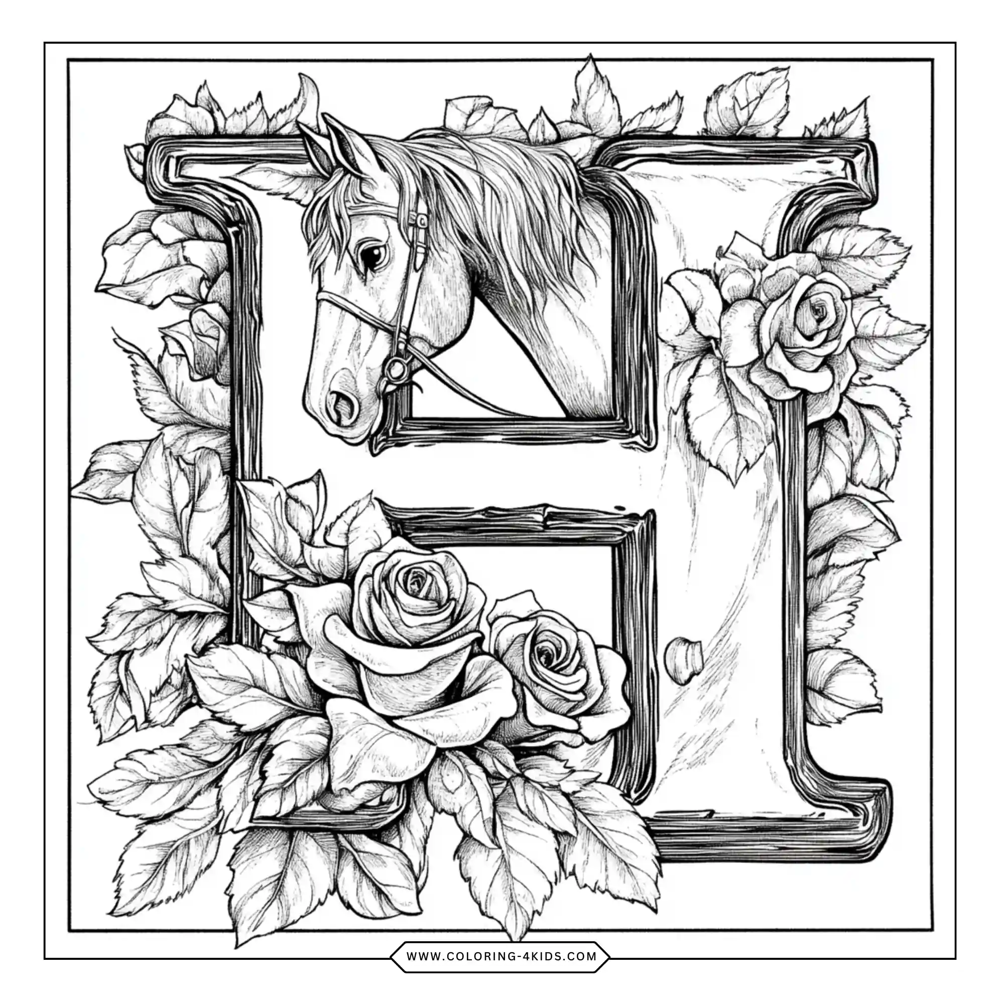 Letter H coloring page for kids