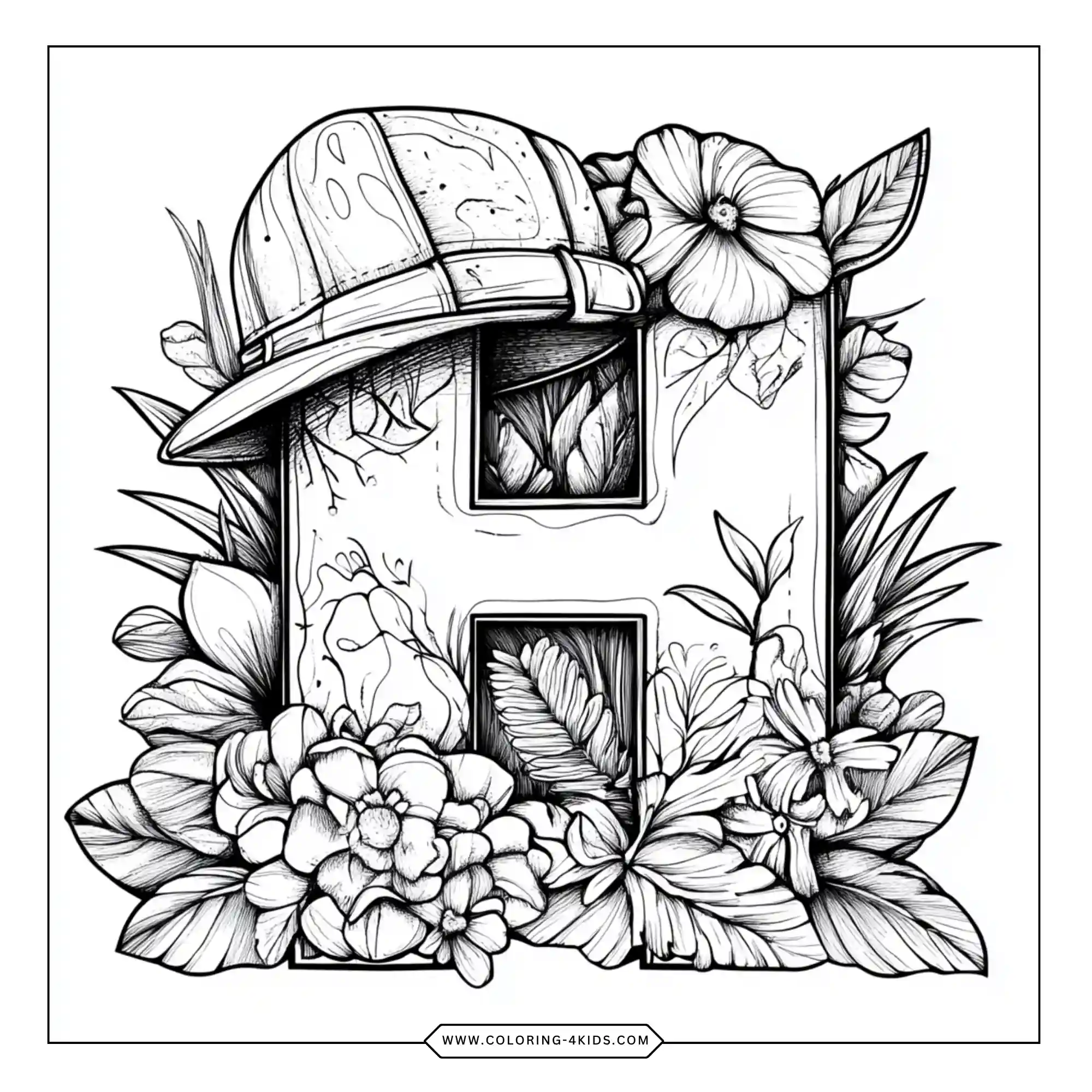 Letter H alphabet coloring page for kids