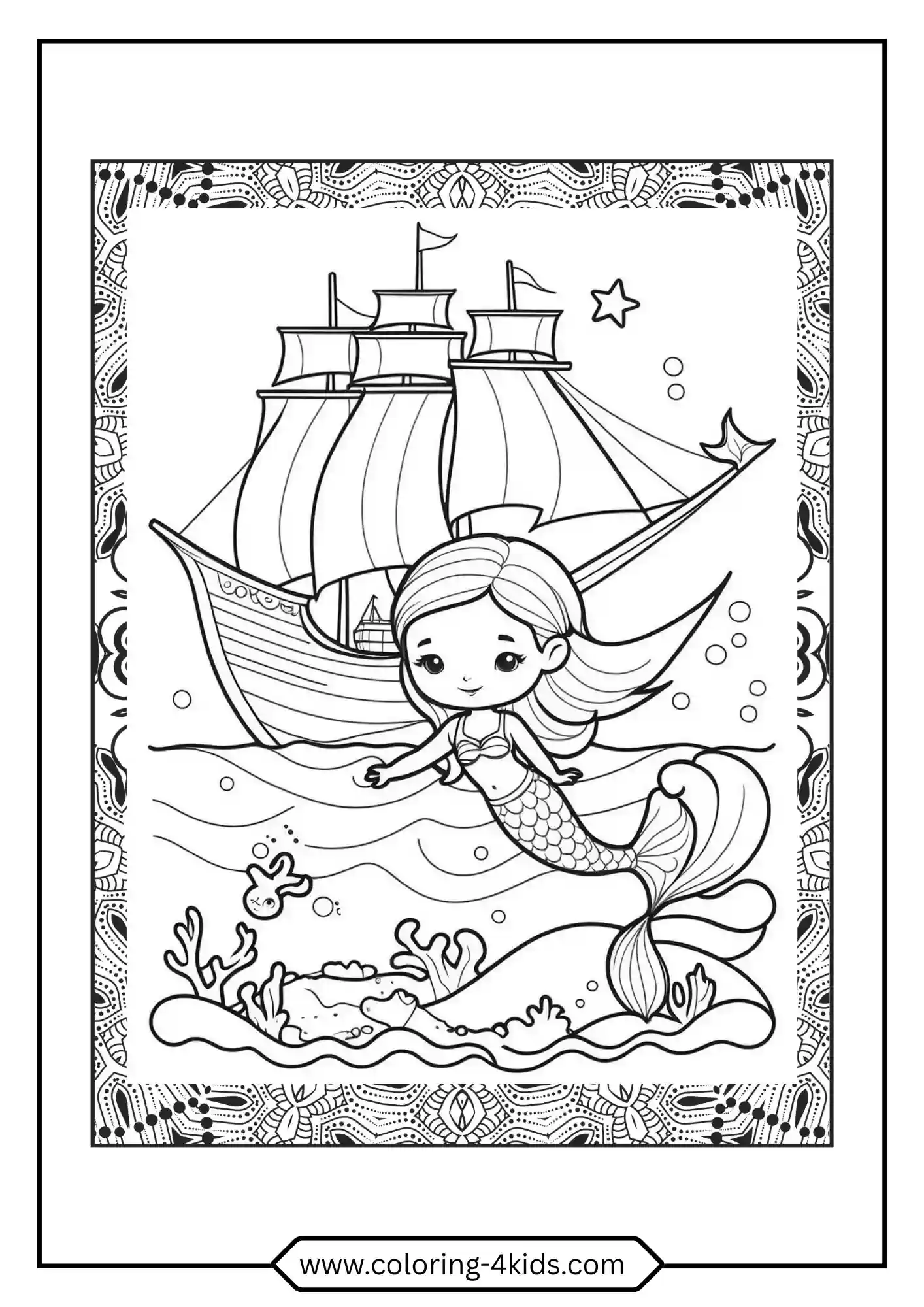 Free Little Mermaid Coloring Pages coloring page for kids