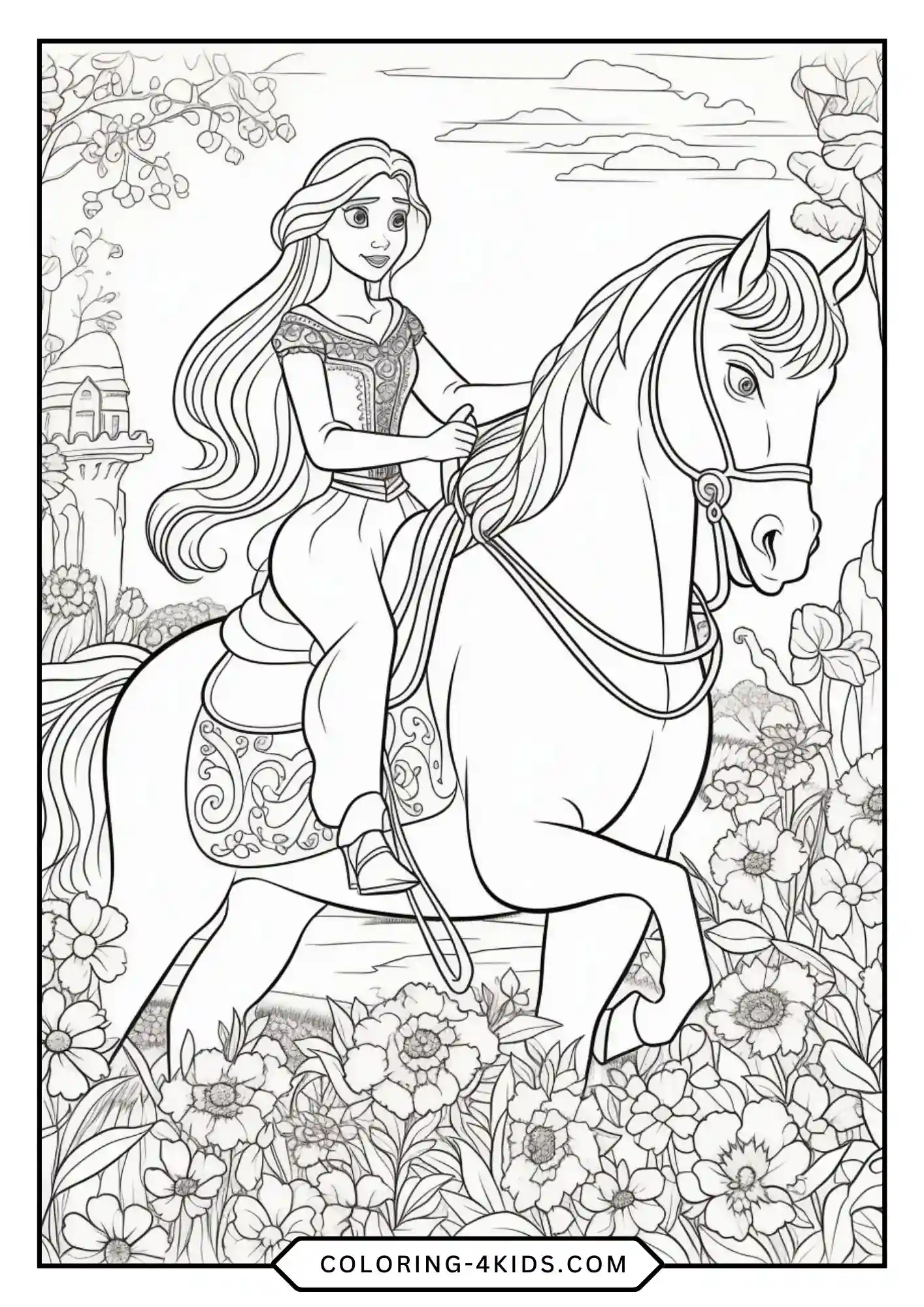 Free Rapunzel Coloring Pages coloring page for kids