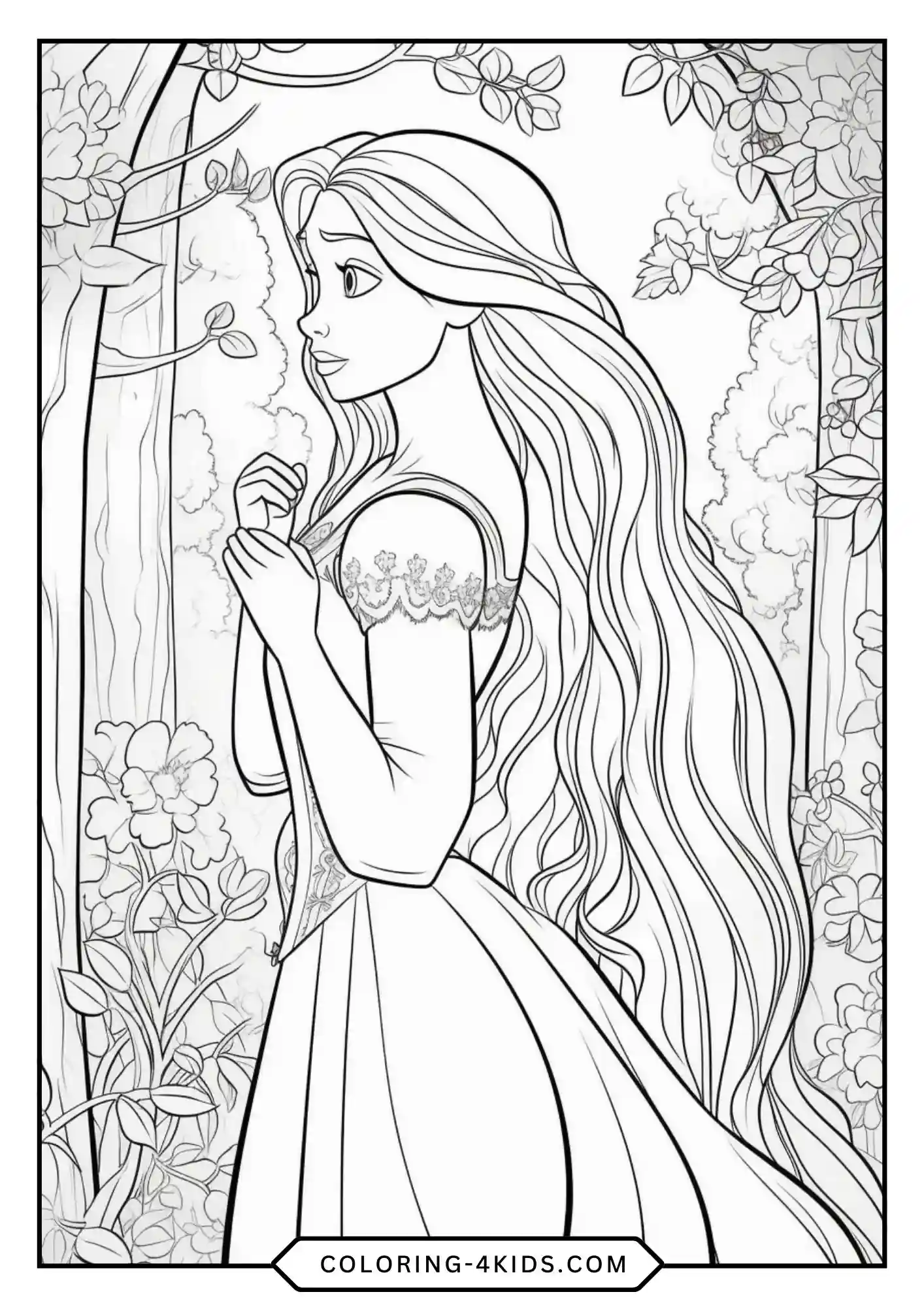 Printable Rapunzel Coloring Pages coloring page for kids
