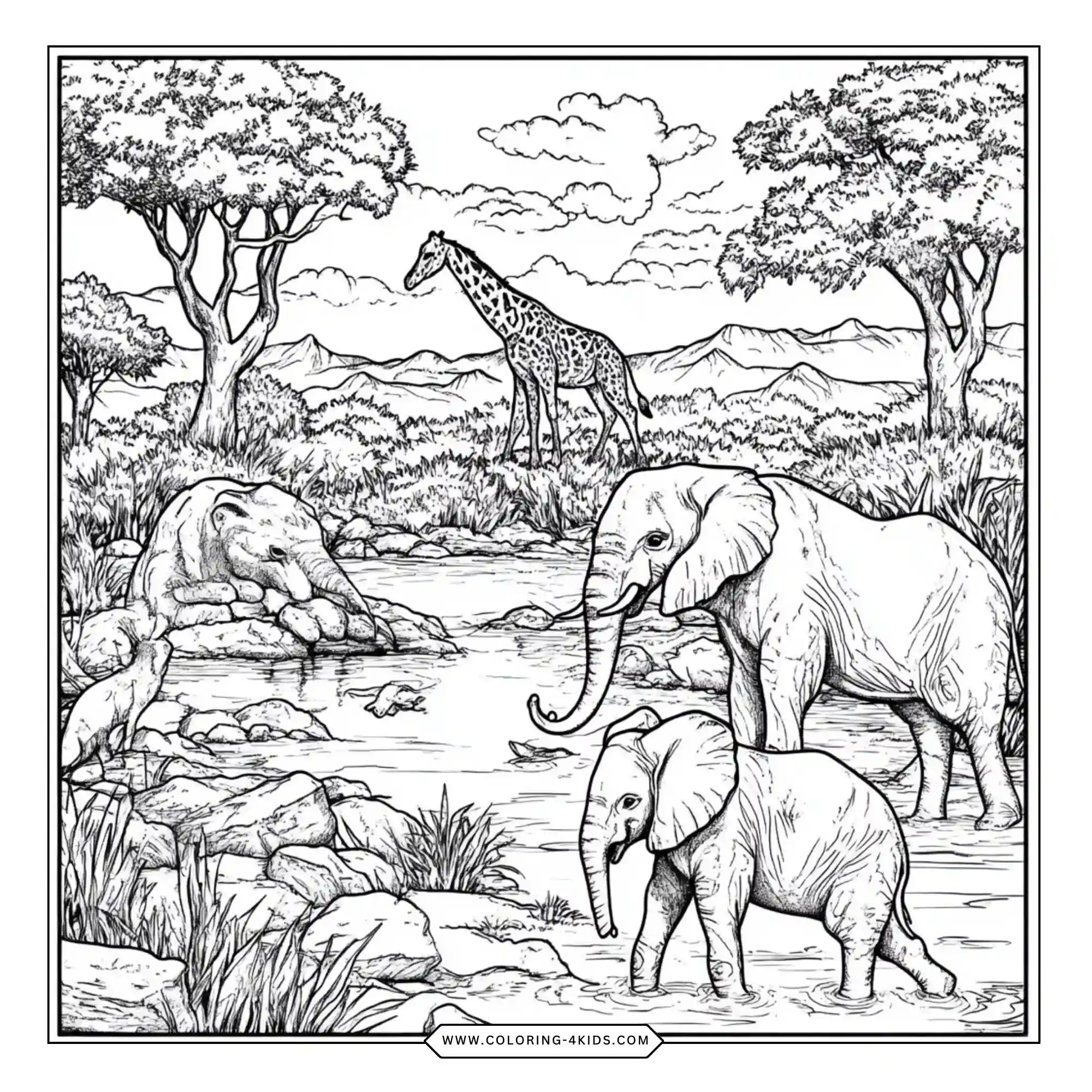 Printable Safari And Safari Animals Coloring Pages coloring page for kids