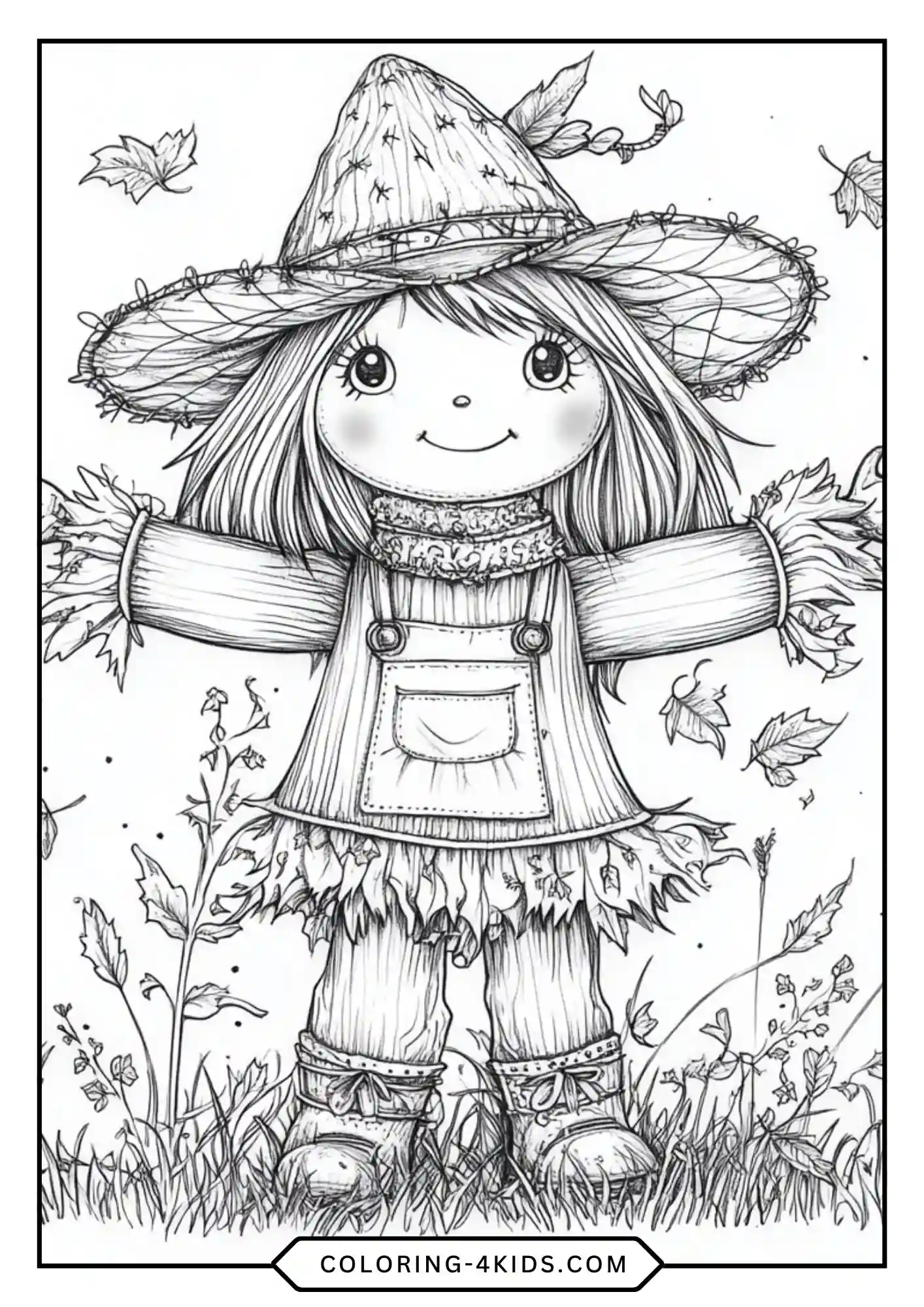 Printable Scarecrow Coloring Pages coloring page for kids