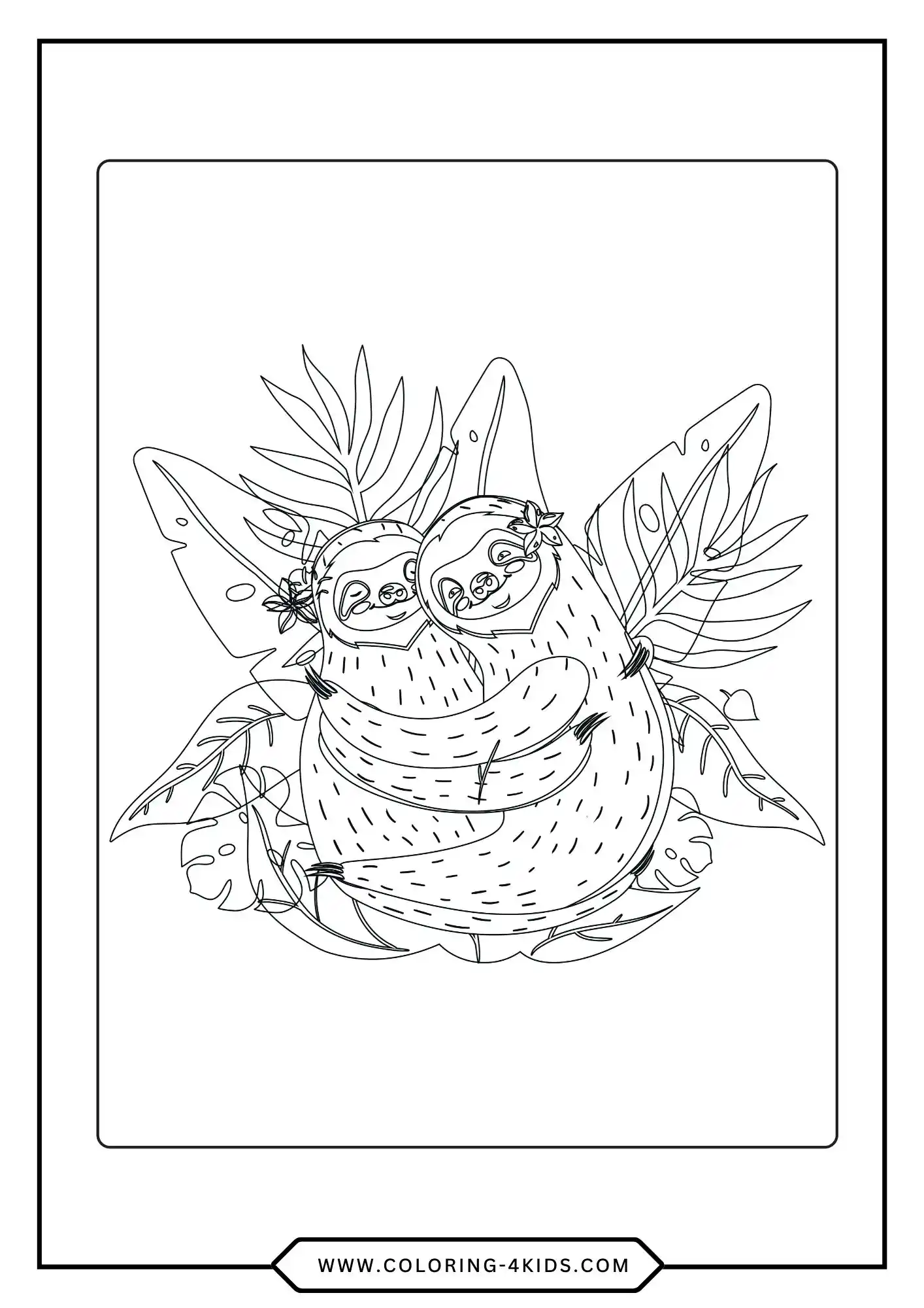 Sloth Coloring Pages coloring page for kids