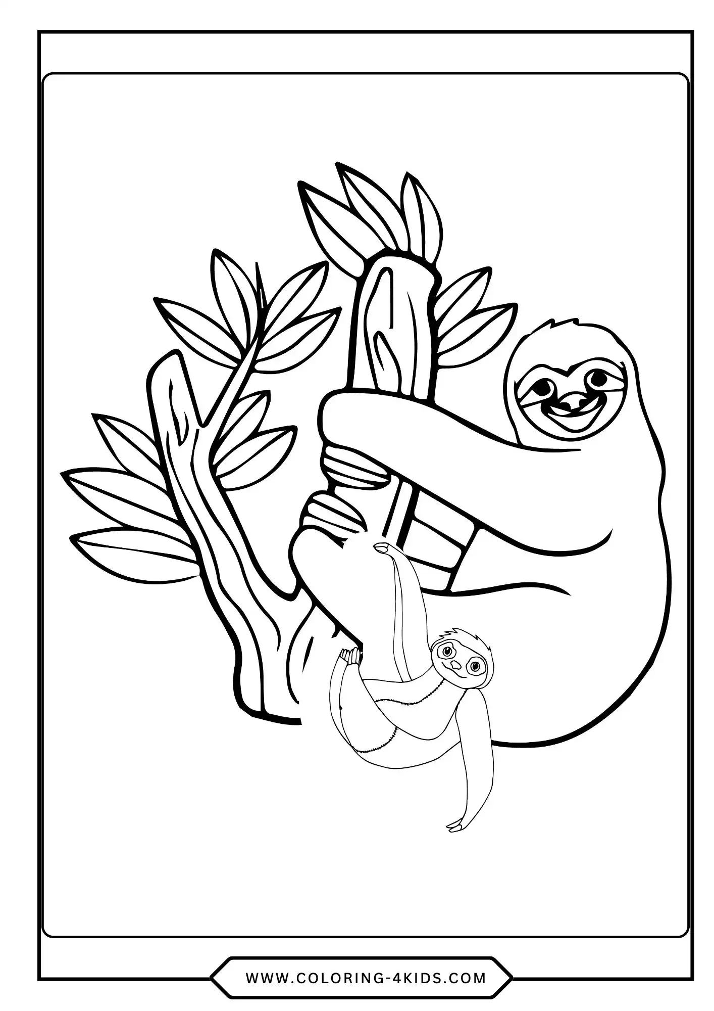 Free Sloth Coloring Pages coloring page for kids